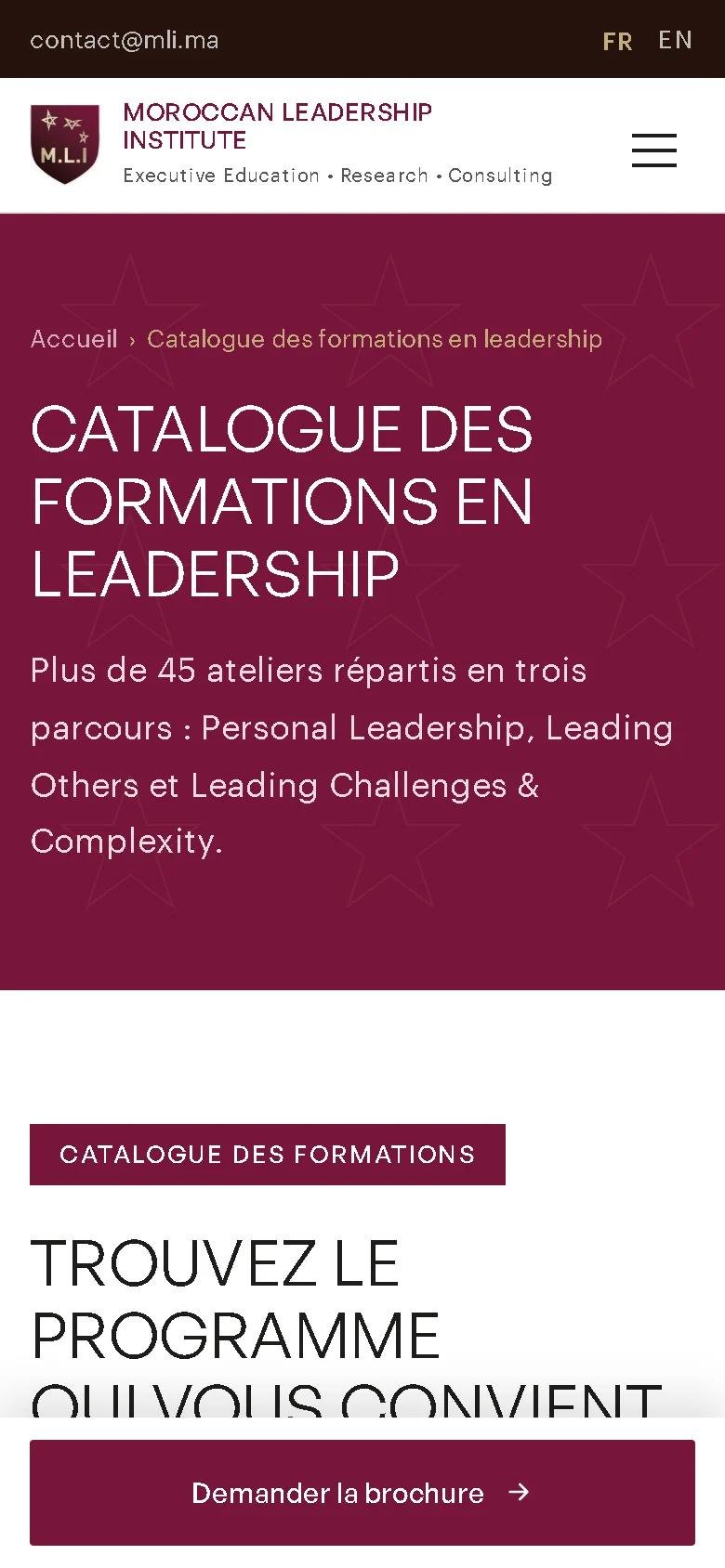 Catalogue des formations MLI sur mobile