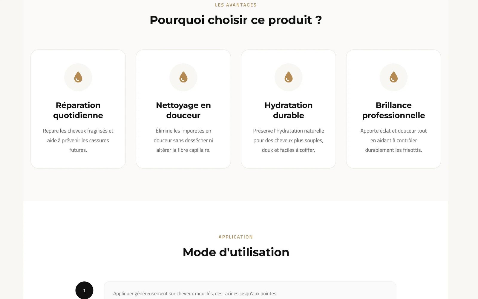 Sections de fiche produit ajoutées par le plugin sur mesure