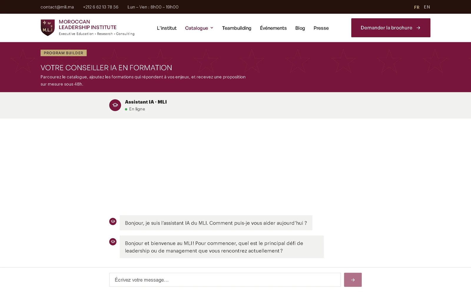 Program Builder du MLI avec l’assistant IA